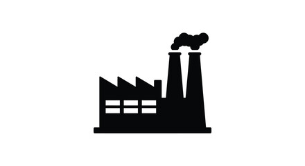 Industrial factory complex with smokestacks and building structure silhouette