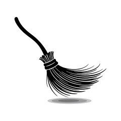vector silhouette of a broom with a white background