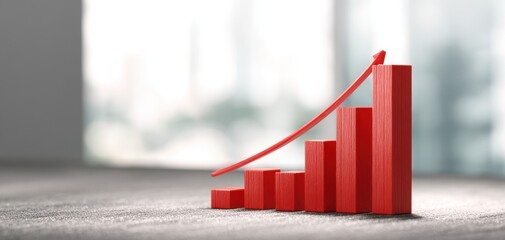 The red growth chart illustrating increasing success in business performance.