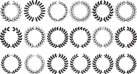 Vector art of collection of laurel wreath for design element