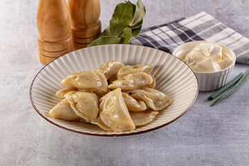 Traditiolal vareniki - stuffed dumplings with potato