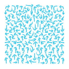 Seamless Arrow vector pattern featuring blue ink splashes stripes and an alphabet symbol perfect for artistic decoration