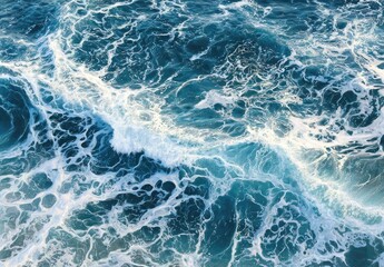 Ocean waves, frothy, turbulent surface