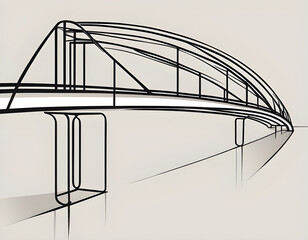 Simple strokes modern line art bridge background