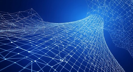 Abstract digital network connections on blue background.