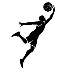 Dynamic basketball player dunking the ball silhouette
