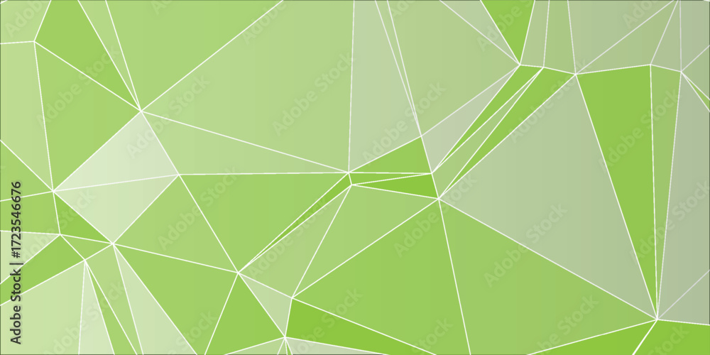 Poster green geometric abstract background with connected line and dots. vector art