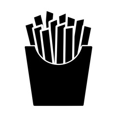 Black silhouette of a carton filled with french fries silhouette