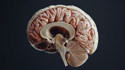 visualization realistic 3d style cross section of a brain scan