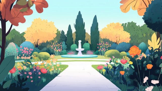 grden stylized animated infographic of a landscape garden