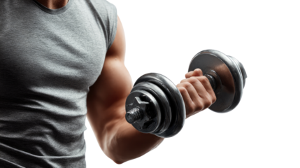 Strength and Dedication: A fit individual showcases their commitment to physical fitness, flexing their arm as they lift a weight. Symbolizing health, dedication, and the power of hard work.
