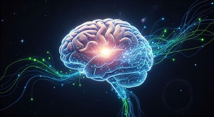 Glowing Brain Made of Circuitry