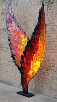 Fiery angel wing in urban etting