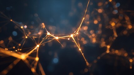 Glowing network connections on dark technology background