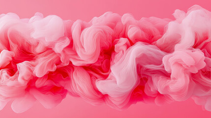 Dynamic Abstract Swirls of Ethereal Pink and Crimson Smoke Against Soft Rosy Backdrop