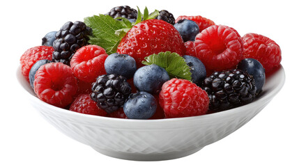 Berry Bowl Abundance: A vibrant bowl showcases a delightful medley of fresh berries, bursting with color and flavor, offering a visual feast of nature's bounty.