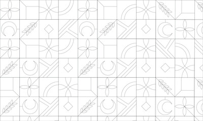 Geometric Pattern With Minimalist Mid Century Modern Gold Line Pattern Art Print For Glass And Wooden Art Work. Flat Hand Lines Drawing In Gold Color With Transparent Background. Use For Door And Wind