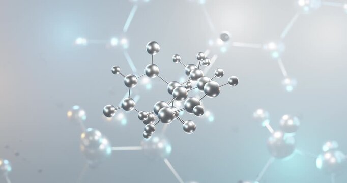 Phenobarbital rotating 3d molecule, molecular structure of barbiturate anticonvulsant seamless video
