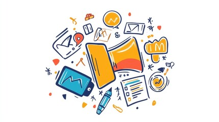 branding hand drawn digital marketing icon enhancement