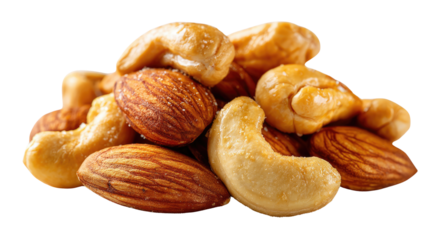 Nutty Medley: A close-up shot of a medley of nuts, showcasing their textures and colors. The diverse selection of nuts offers a healthy and delicious snack option.
