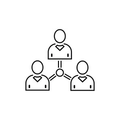 Business Teamwork Connection Icon – Line Style Vector Illustration