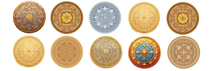 set of ornamental round vector graphic design