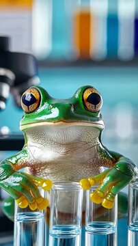 Frog in the laboratory. Generated by ai. animal.
