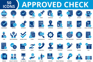 Approved check icon set collection vector illustration
