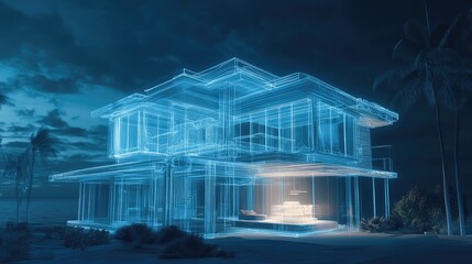 beachfront medical hud style x ray of a beachfront villa