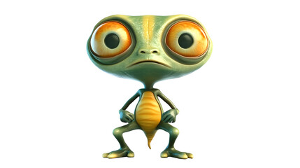 Cute Cartoon Frog Amphibian Character with Big Eyes on White Background