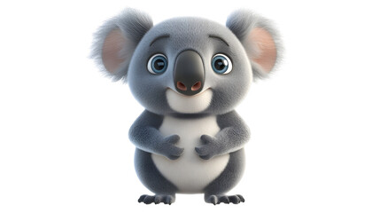 Cute Cartoon Koala Bear Character Smiling Happily in Forest