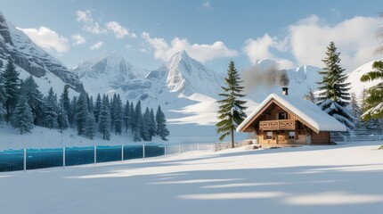 winter alpine mountain scenee