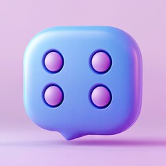 Fototapeta premium Light-blue, rounded speech bubble icon with four, light-purple embedded circles