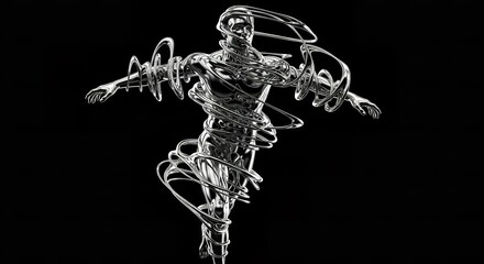 Male Made of Flowing Liquid Metal Shapes