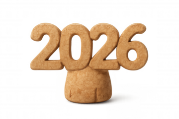 2026 year numbers crafted from natural cork material, a concept of future celebration and new year beginning