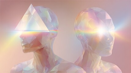 Abstract faces with prisms for digital art