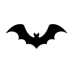 Obraz premium Single bat silhouette with open wings-Minimal black bat silhouette with outstretched wings, often used for Halloween, horror themes, or spooky graphic design. 
