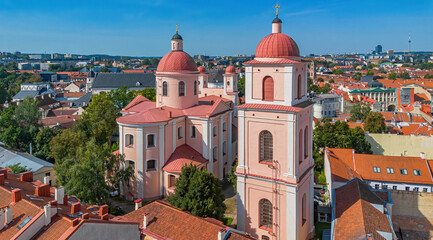 Aerial view of the Orthodox Church of the Holy Spirit in Vilnius, the capital city of Lithuania in...