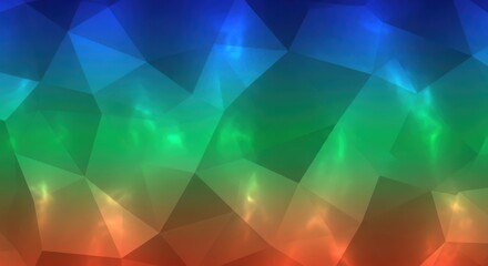 Abstract geometric background with a vibrant rainbow gradient and glowing light effects