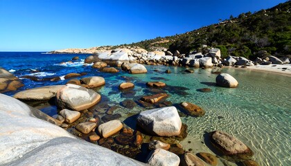 Coastal scenery with clear water