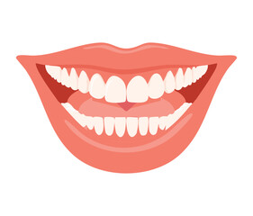 Naklejka premium Close-up illustration of a wide, attractive smile with perfect white teeth and healthy pink gums, ideal for showcasing cosmetic dentistry results 