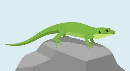 Fototapeta premium Green lizard on rock.