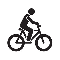 Fototapeta premium Simple cyclist icon, black silhouette of a person riding a bicycle. Symbol for cycling, transportation, or sport. 
