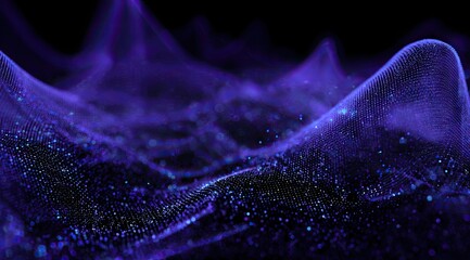 Abstract, deep purple and dark blue digital landscape