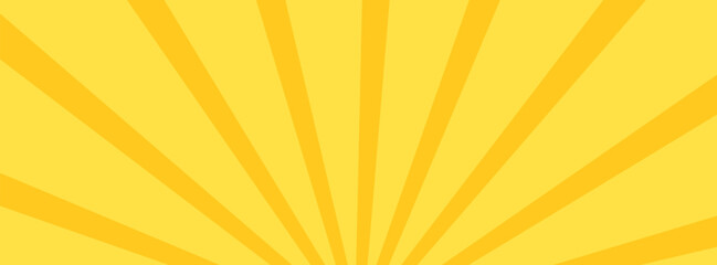 Yellow banner with Sun rays, lines background, light.  modern trendy design, creative, illustrator, eps10