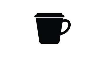 Simple black and white image of a travel mug with a lid silhouette