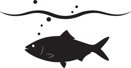  Hilsa fish floating in the water silhouette vector illustration on white background © Silhouette Vector