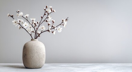 A muted vase with delicate blossoms