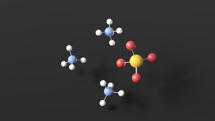 ammonium phosphate molecule 3d, molecular structure, ball and stick model, structural chemical formula fertilizer