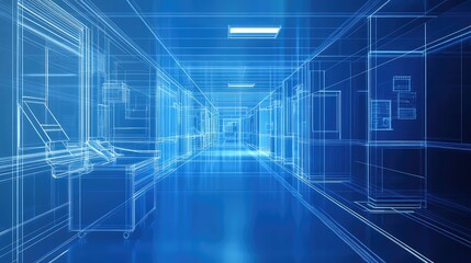 technology emergency room blueprint holographic projection